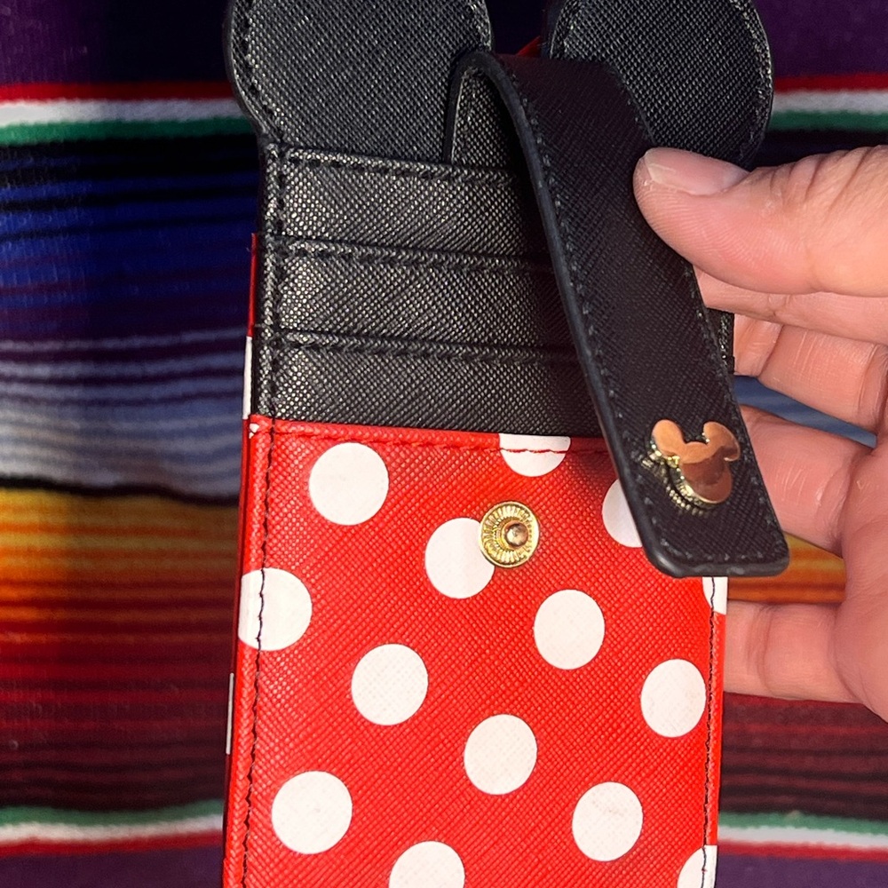 Disney Mickey Minnie Mouse Red Black Card Holder with Belt Strap Attachment - Picture 4 of 4